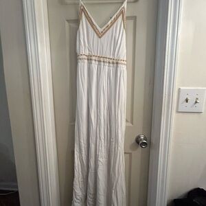 White Sleeveless Spaghetti Strap Maxi Dress for Brides